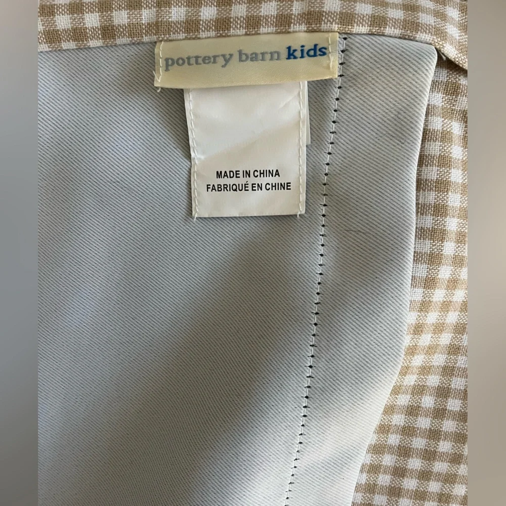 Pottery Barn Kids Cream and Tan Gingham Blackout Curtains - set of 2 - Picture 4 of 5